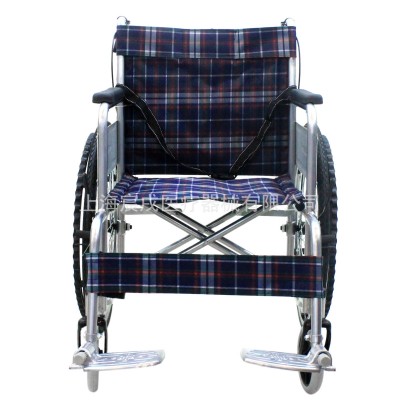 适老化改造助行辅助手动轮椅皮革坐垫电镀车身可折叠老人普通轮椅