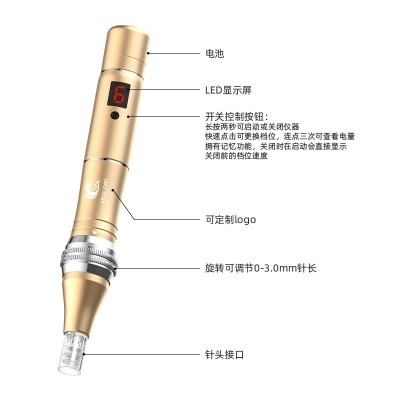 纳米电动微针仪器水光枪mts导入中胚层飞梭针头冻干粉微晶笔