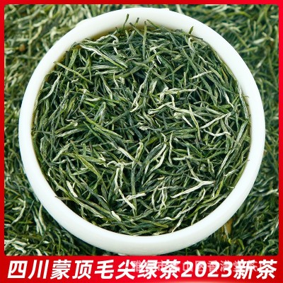 知茶人绿茶毛尖茶叶2023新茶四川蒙顶山浓香型高山毛峰散装500g